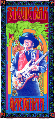 Stevie Ray Vaughan Commemmorative Art Nouveau Print Poster