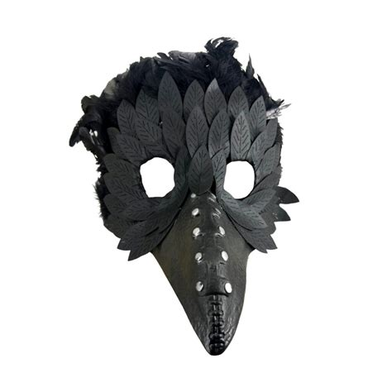 Plague Mask with Black Feathers