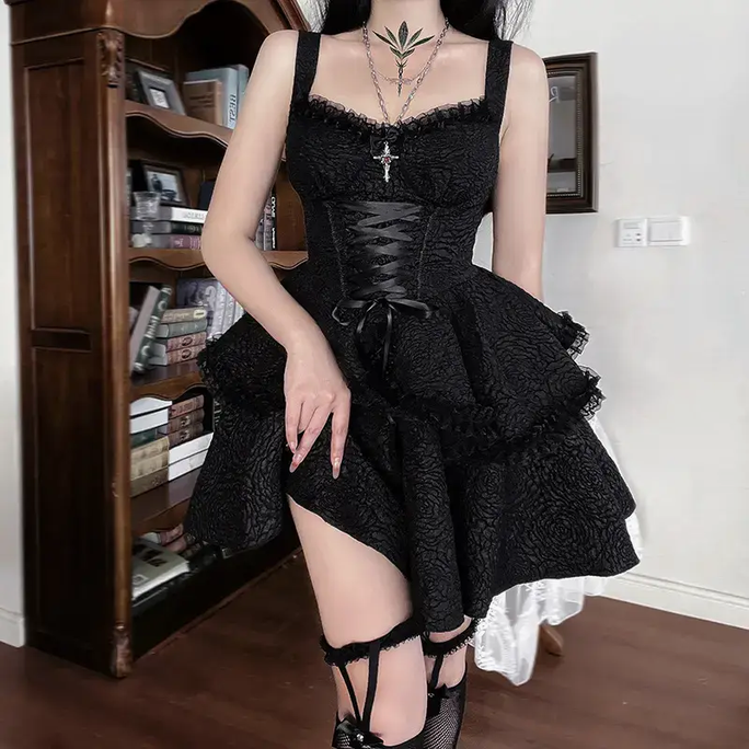 Women's VIntage Gothic Layered Dress