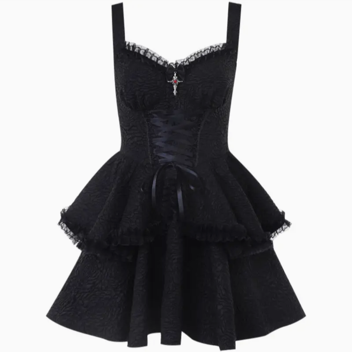 Women's VIntage Gothic Layered Dress
