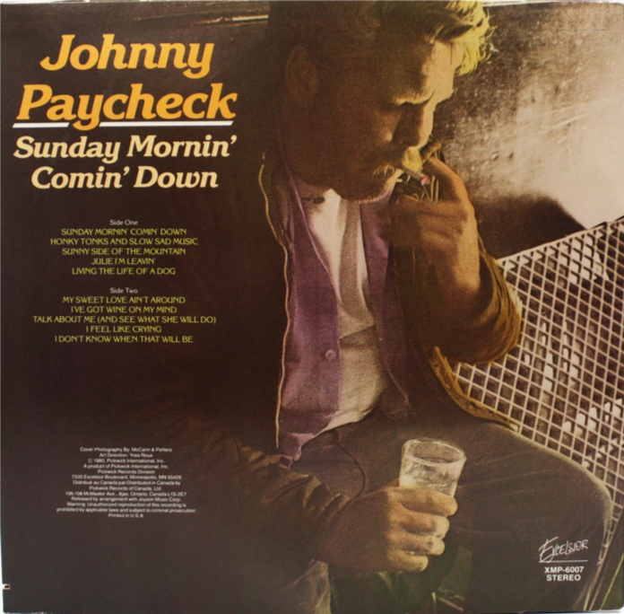 Johnny Paycheck Sunday Mornin' Vinyl LP