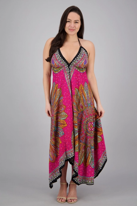 Women's Batik Paisley Print Halter Dress
