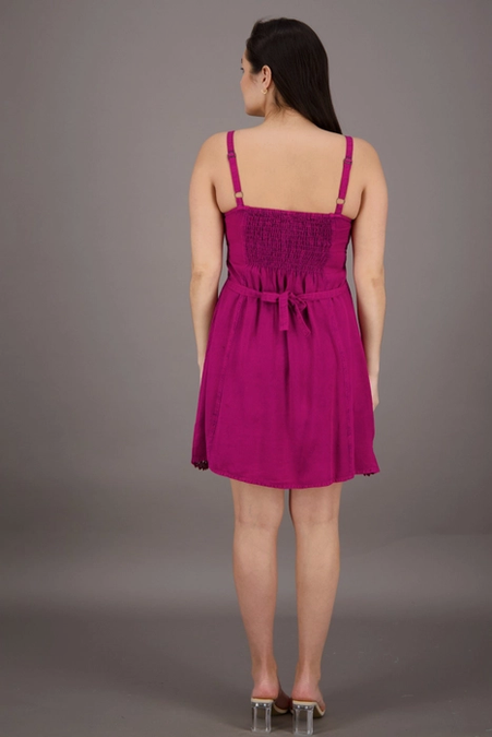 Women's Embroidered Acid Wash Midi Dress