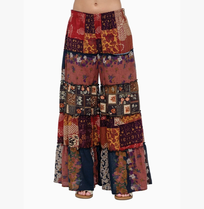 Women's Floral Ruffled Wide Leg Pants
