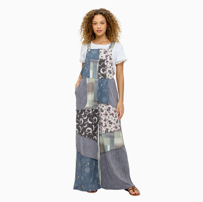 Women's Celestial Patchwork Overalls