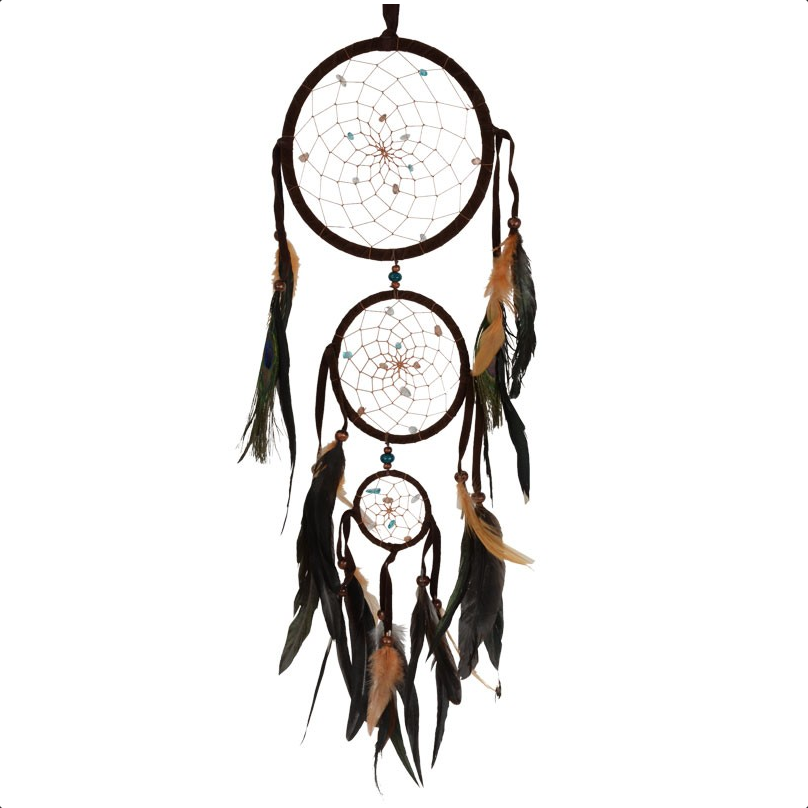 Dark 3-Tier Feather Circle Dreamcatcher