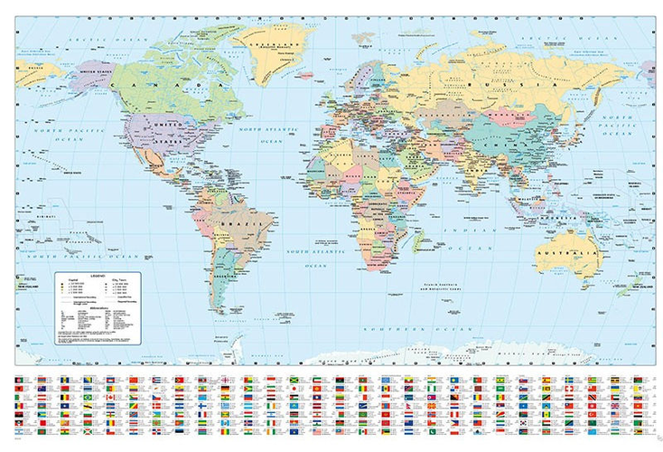 World Map 2 Harper Collins Poster