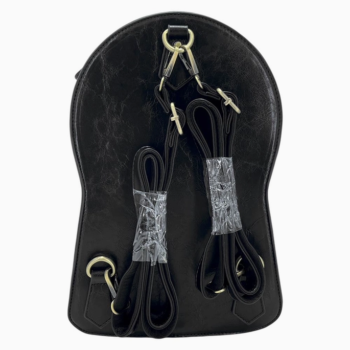Faux Leather Vintage Clock Crossbody Bag