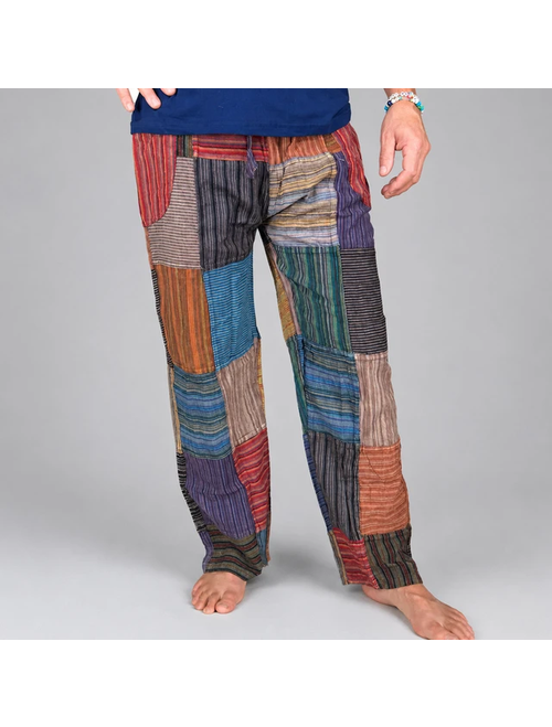 Unisex Cotton Stonewash Patchwork Pants