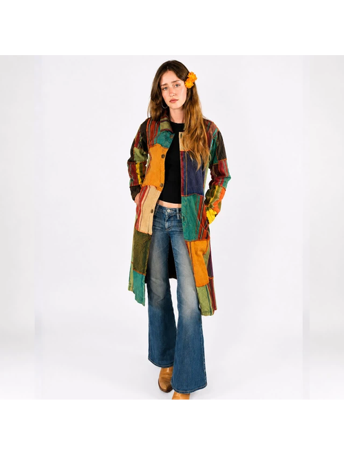 Women's Cotton Outter Stitch Patchwork Fleece Lined Jacket