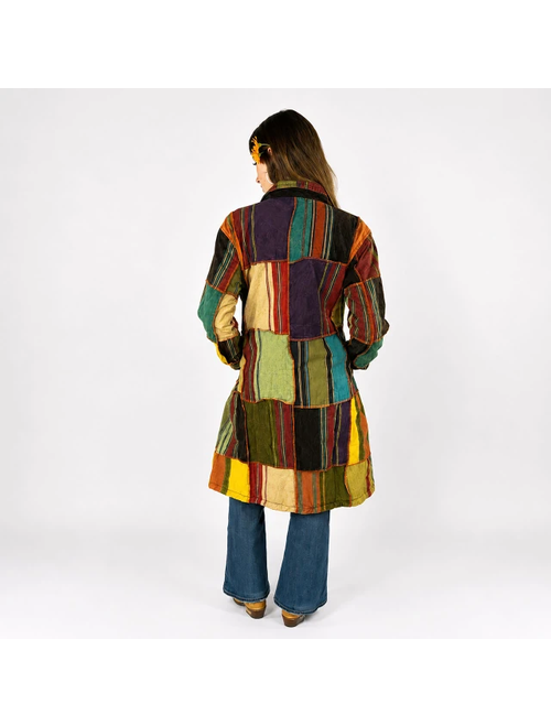 Women's Cotton Outter Stitch Patchwork Fleece Lined Jacket