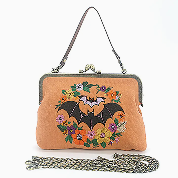 Floral Bat Kiss Lock Bag
