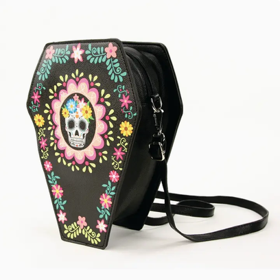 Sugar Skull Coffin Convertible Crossbody Bag Backpack