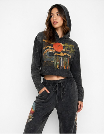 Women's No Time Surfboard Sunrise Cropped Hoodie