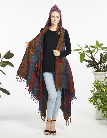 Women's Wool Long Drape Poncho Vest