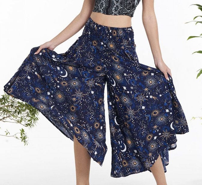 Women's Rayon Celestial Print Palazzo Pants