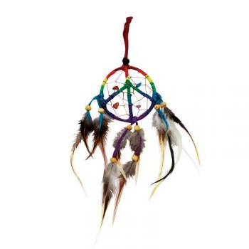 Rainbow Peace Sign 6.5" Dream Catcher
