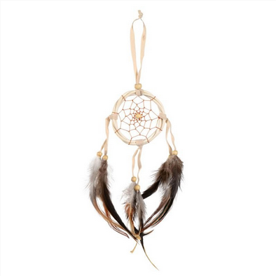 Small Feathered Tan 2.5" Dream Catcher