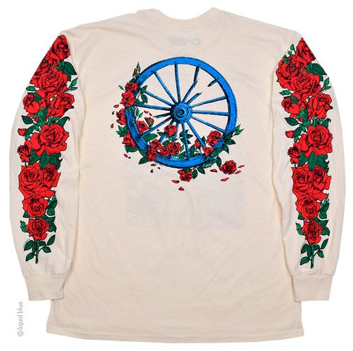 Men's Grateful Dead Bertha Wheel & Roses Woodcut Long-Sleeve T-Shirt
