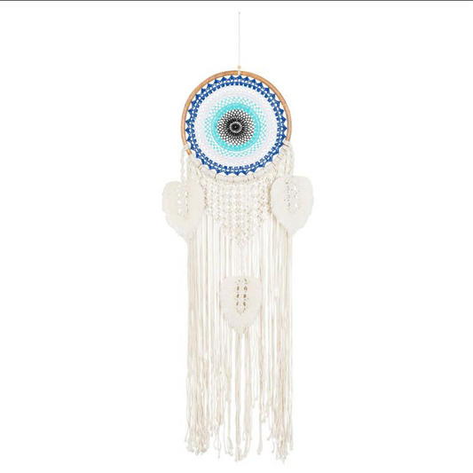 Large Macrame Crochet Evil Eye Wooden Dream Catcher