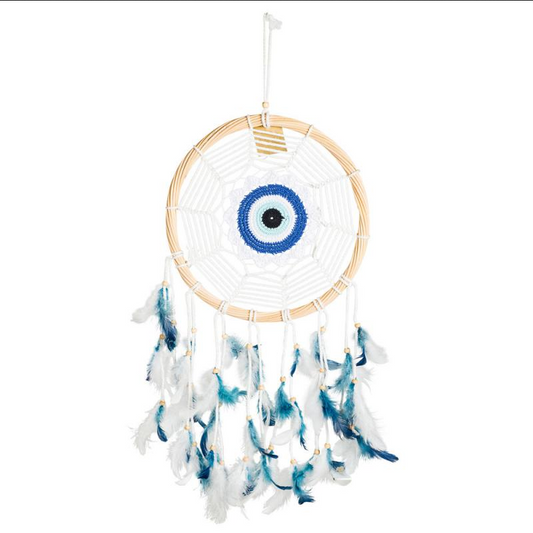 Crochet Center Evil Eye Wood Frame Dream Catcher