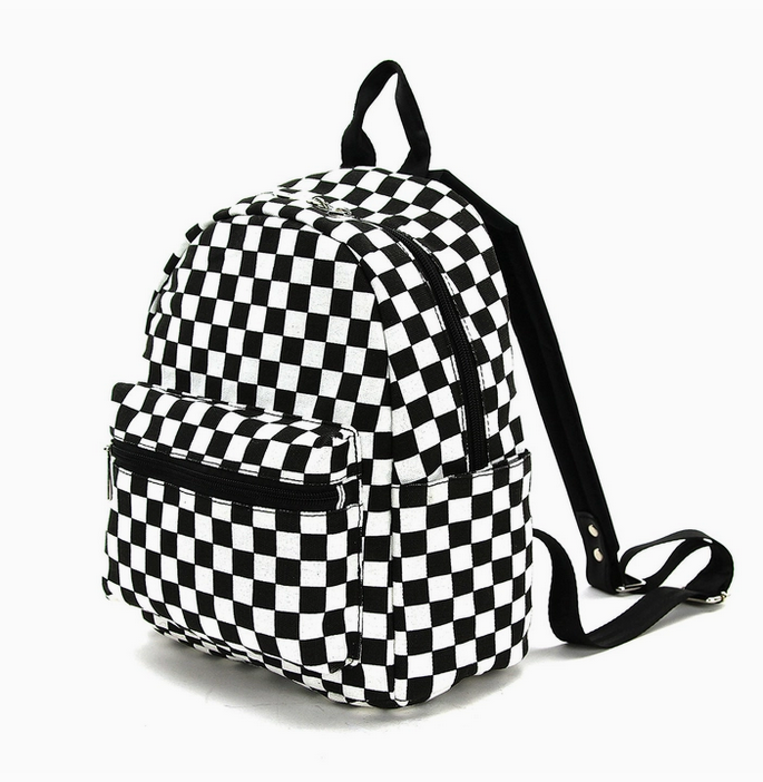 Black & White Checkerboard Mini Backpack