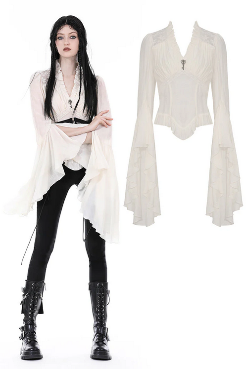 Women's Steampunk Bell Sleeve Top