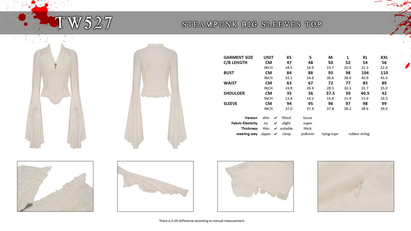 Women's Steampunk Bell Sleeve Top