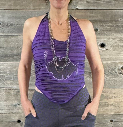 Women's Cotton Lycra Phish Donut Print Backless Tie-Back Top