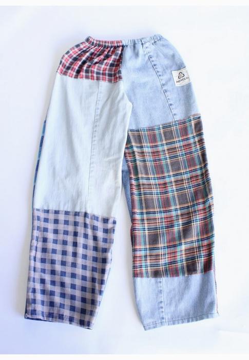 Unisex Flannel & Denim Combo Recycled Pants