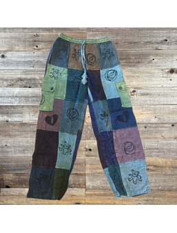 Unisex Cotton Patchwork Harem Pants w/ Multi Grateful Dead Prints