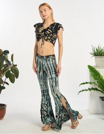 Women's Spandex Tie-Dye Sinched Crop Top