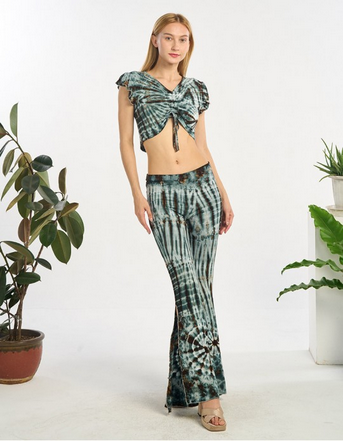 Women's Spandex Tie-Dye Sinched Crop Top