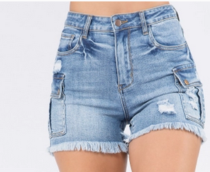 Women's Denim Classic High Waist Cargo Shorts
