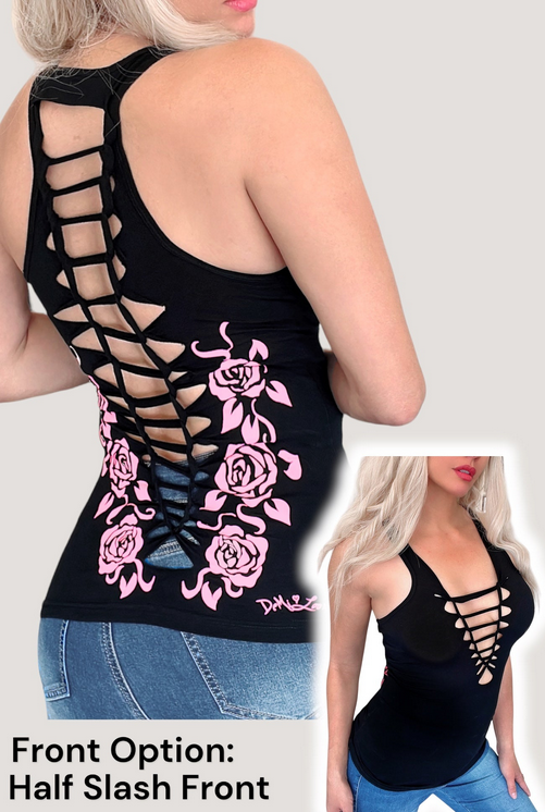 Women's Georgia Rose Slashed Country Racerback Tank