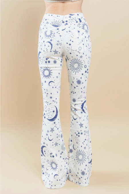 Women's Stars and Sun Printed Flare Jeans