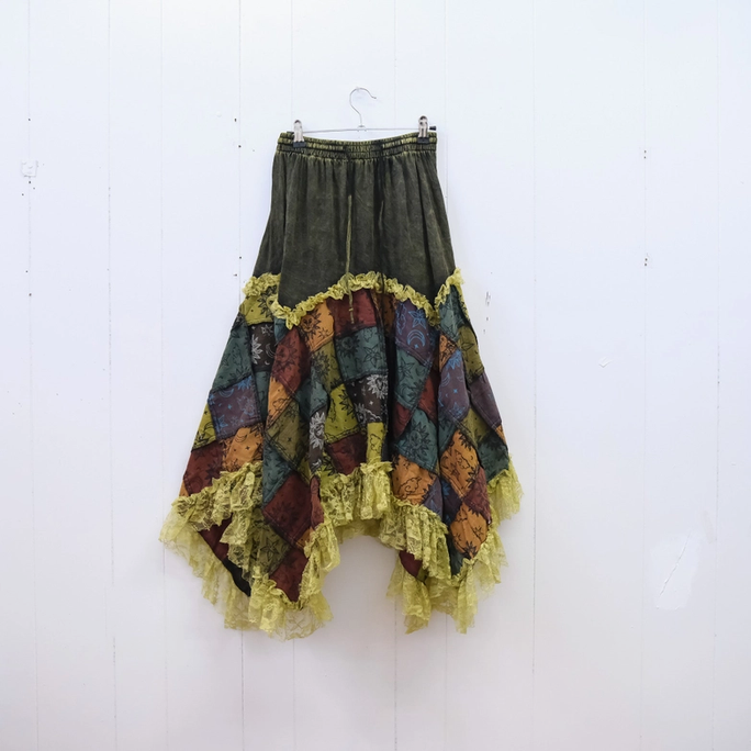 Women's Celestial Asymmetrical Lace Patchwork Skirt