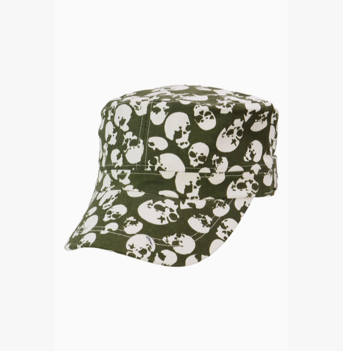 Skull Print Military Cadet Cap
