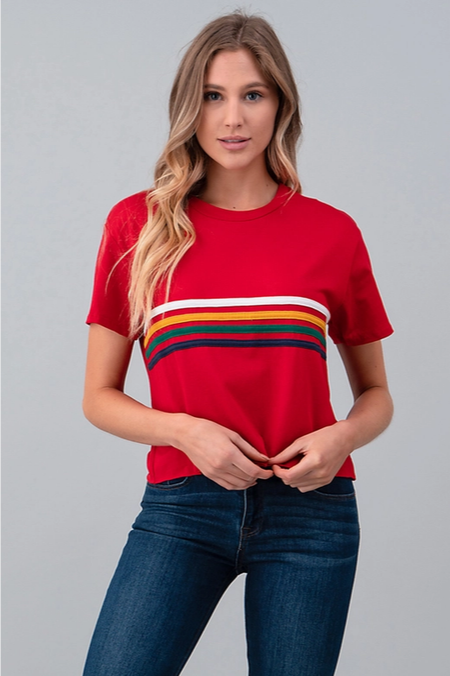 Women's Multi Color Line Crop Top