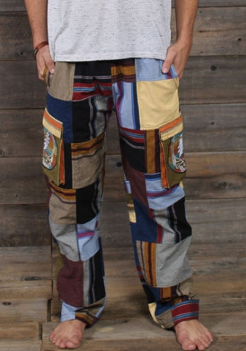 Men's Grateful Dead Cotton Khadar Patchwork Pants with Tonal SYF Embroidery