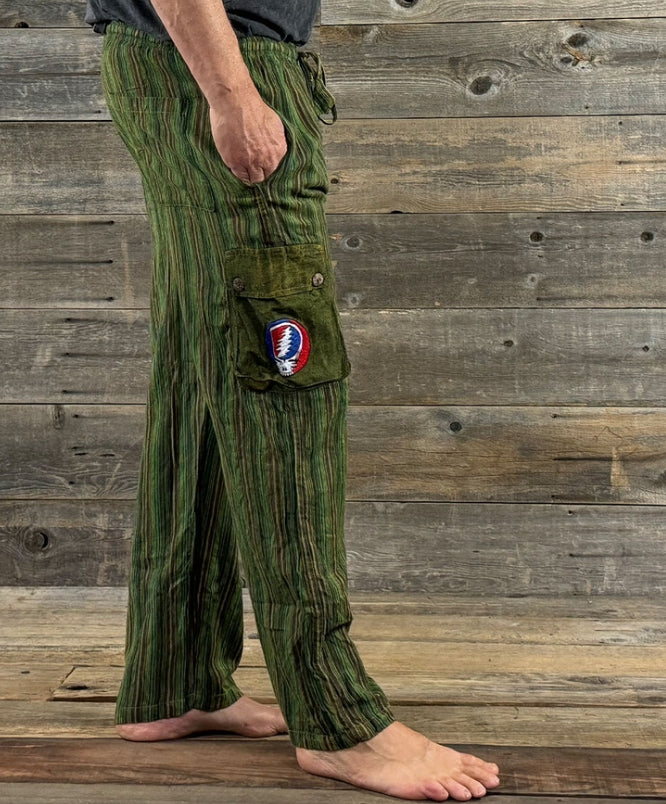 Men's Cotton Stonewash Dharke Stripe Cargo Pants w/ SYF Embroidery