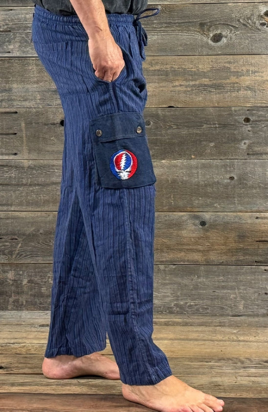 Men's Cotton Stonewash Dharke Stripe Cargo Pants w/ SYF Embroidery
