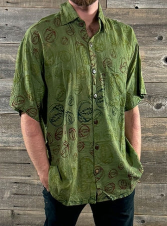 Grateful Dead Men's Plain Button Up Shirt w/ GD Print