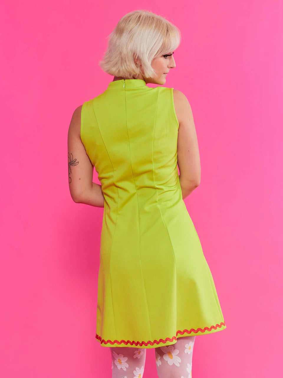 Sourpuss Chartreuse Mock Neck Dress