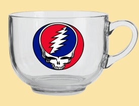 Grateful Dead Clear Glass Soup Mug - HalfMoonMusic