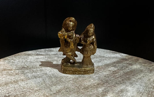 3" Brass Murti Radha Krishna Statue - HalfMoonMusic