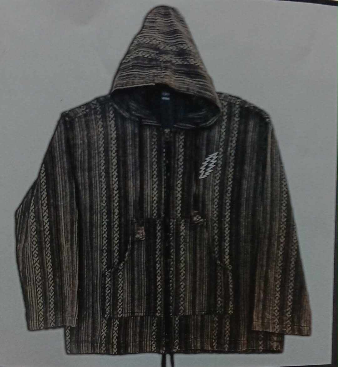Men's Heavy Cotton Grateful Dead Striped Bolt Embroidery Stealie Zip-Up Jacket