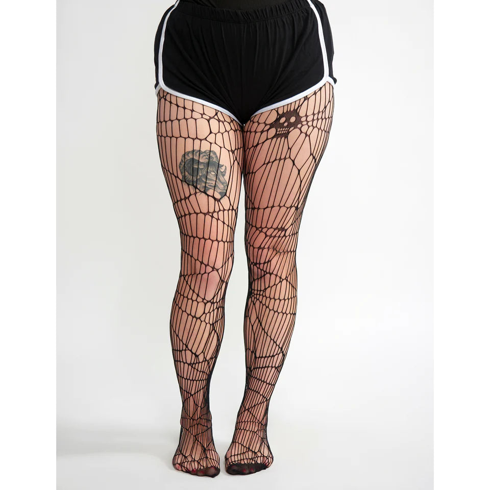 Sourpuss Skull Spiderweb Net Stockings