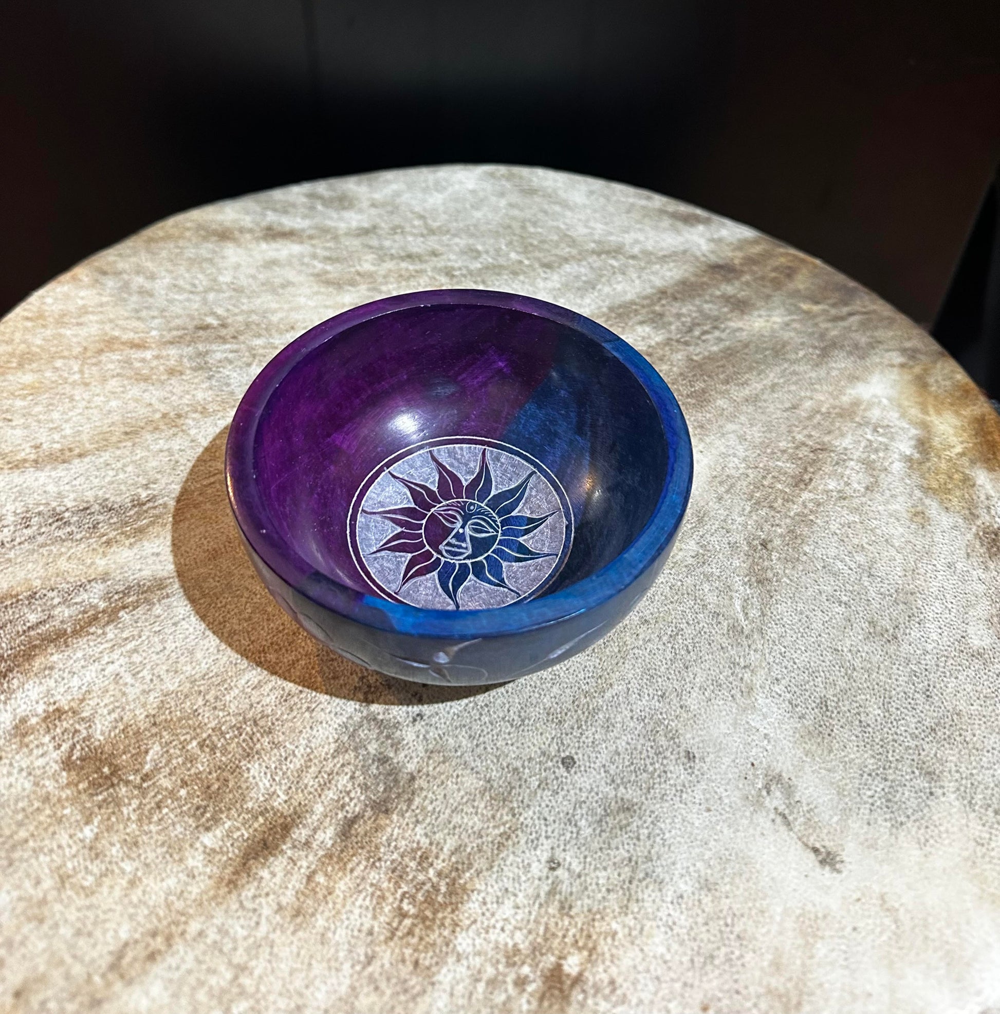 4" Stone Hand Carved Smudge Bowl - HalfMoonMusic