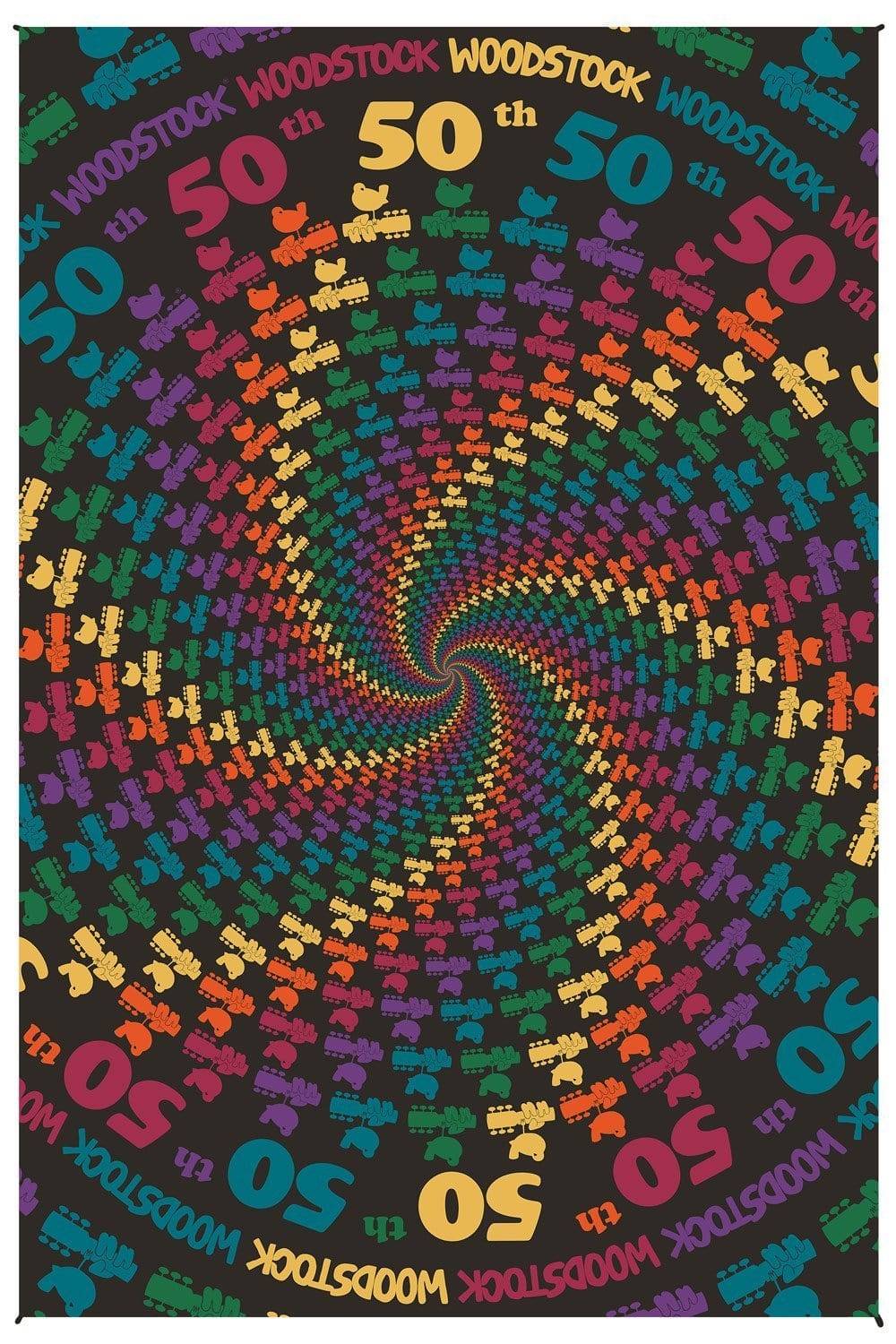 3D Woodstock 50th Sprial Tapestry - HalfMoonMusic